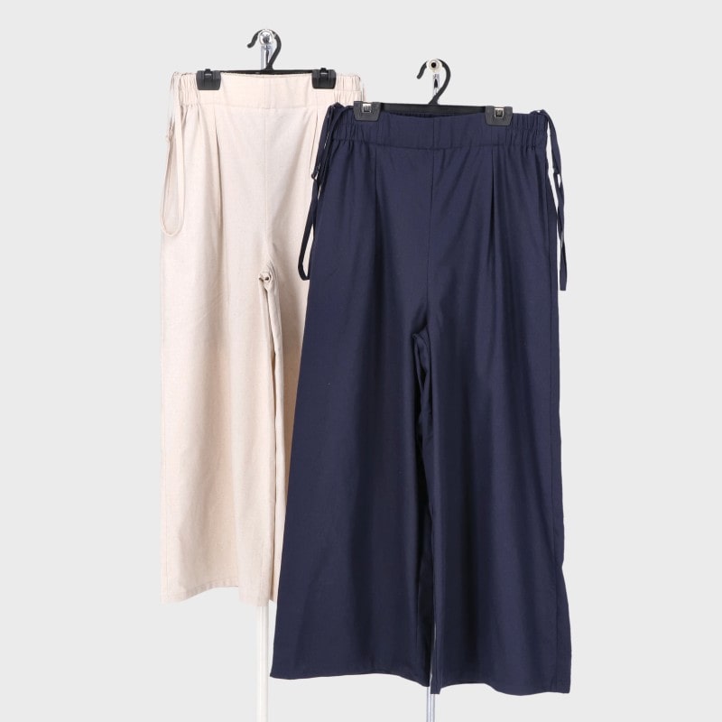 婦人裏地付きサスペンダーワイドパンツ