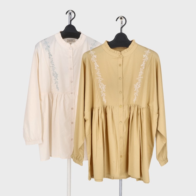 婦人長袖前身刺繍ブラウス