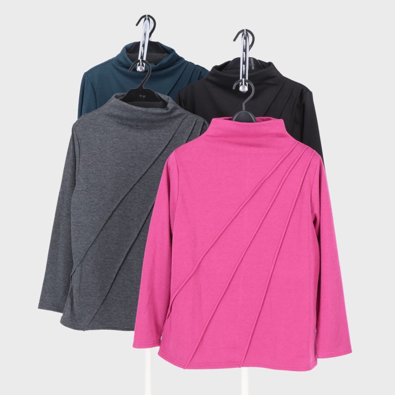 婦人裏ギャザーピンタックTシャツ