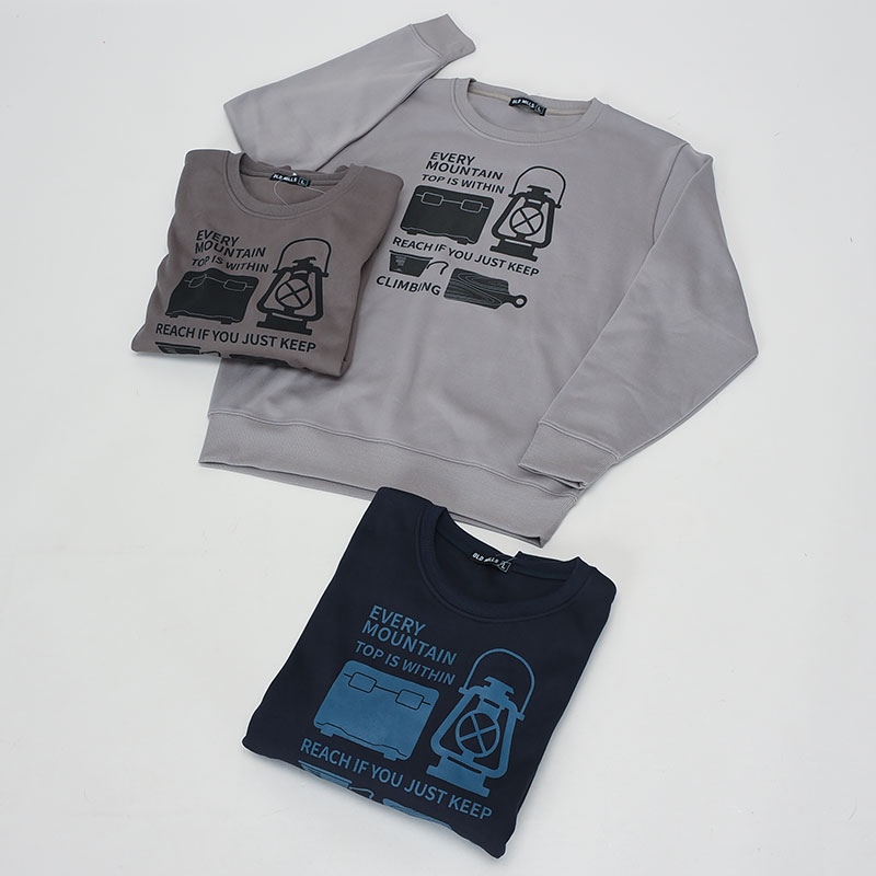 紳士大寸裏起毛クルートレーナアウトドア柄2