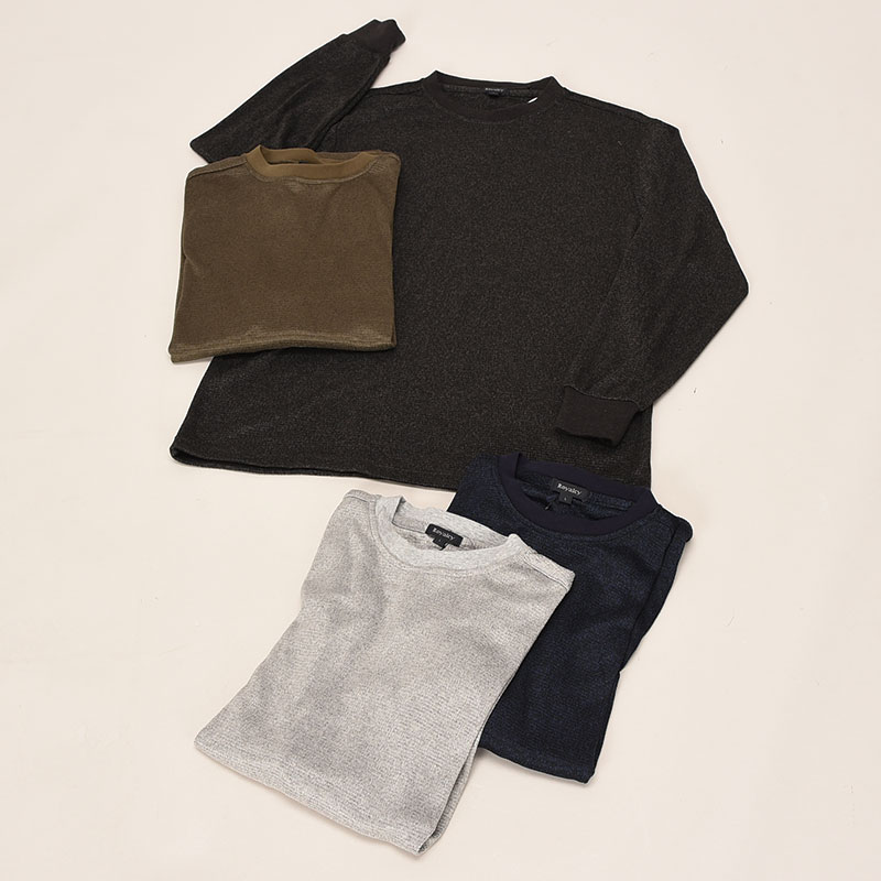 紳士大寸長袖ソフトニットクルーTシャツ