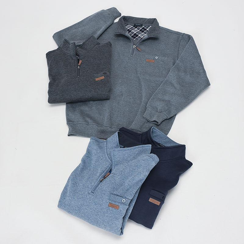 紳士大寸裏起毛無地ハーフジップトレーナー