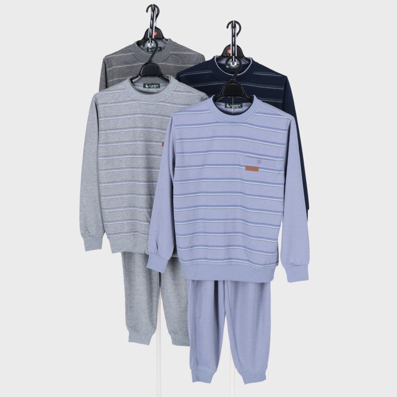 紳士大寸長袖ダンボール丸首スーツ3L