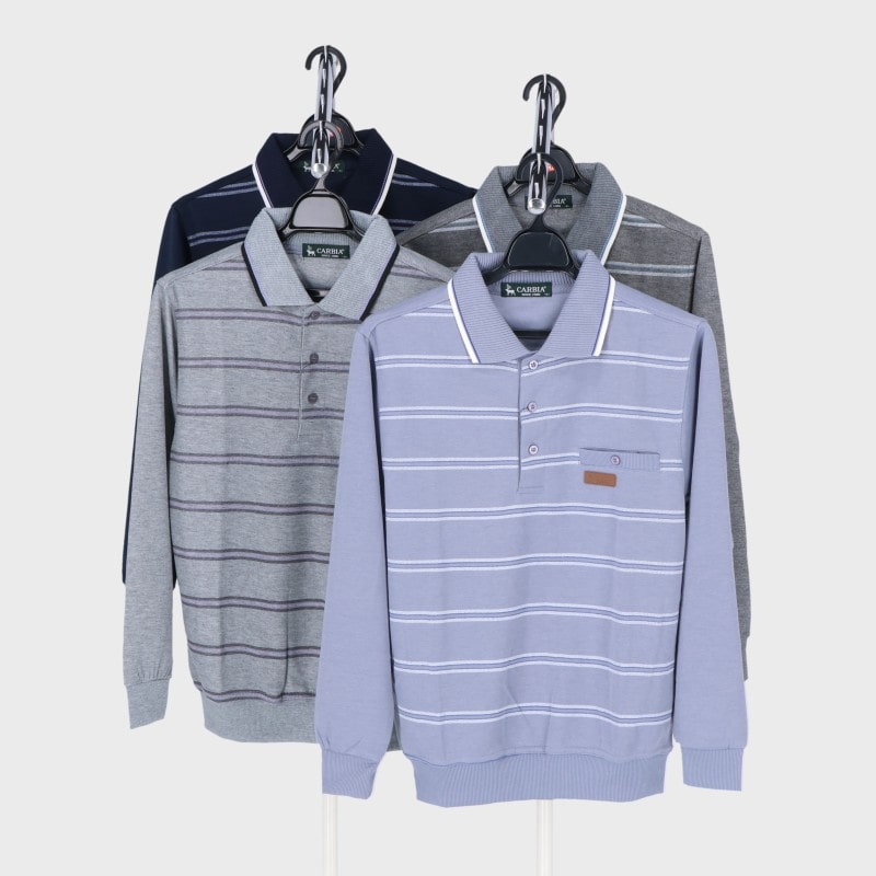 紳士大寸長袖ダンボールポロトレーナー3L