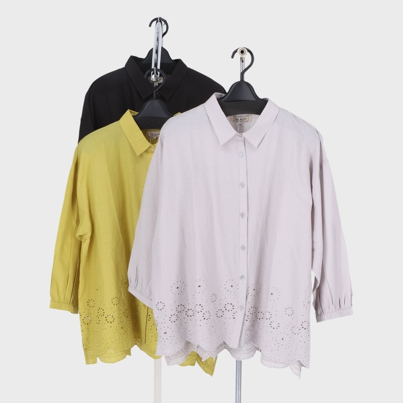 婦人7分袖裾スカラップブラウス