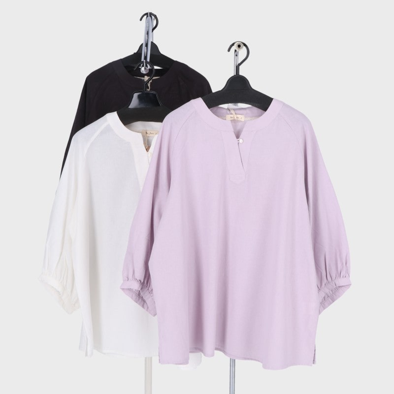 婦人7分袖スキッパー衿ラグラン袖シャツ