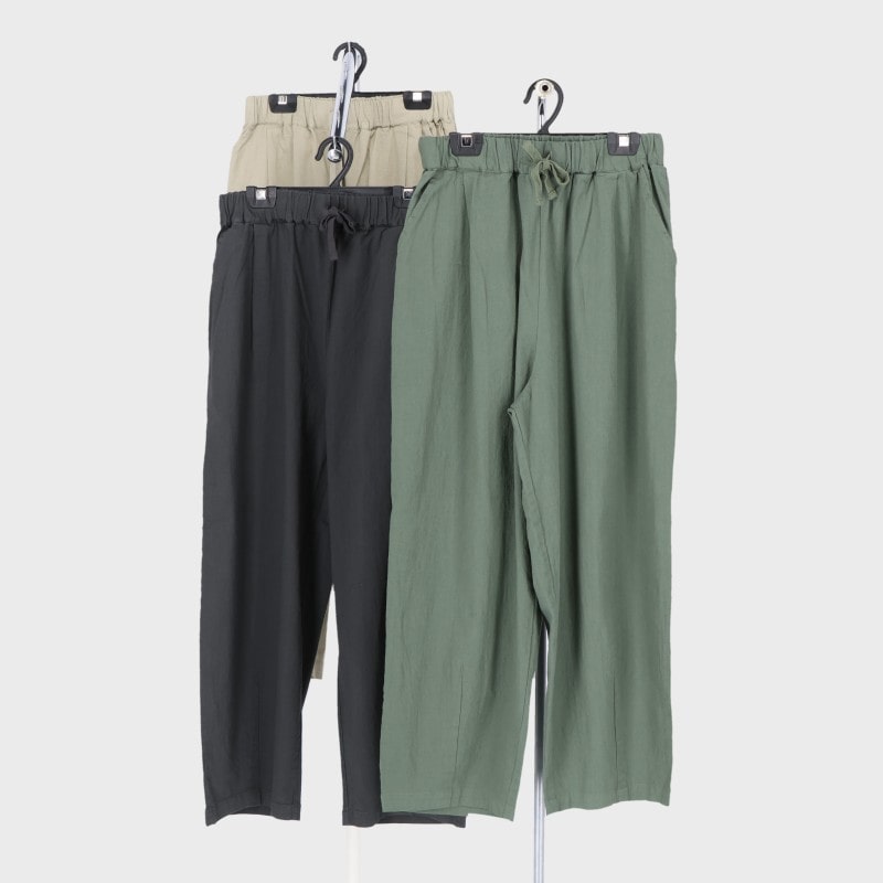 婦人麻ライクストレッチコクーンパンツ