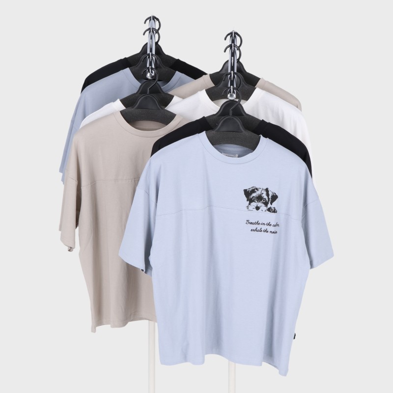 婦人綿100%切替刺繍入りTシャツ