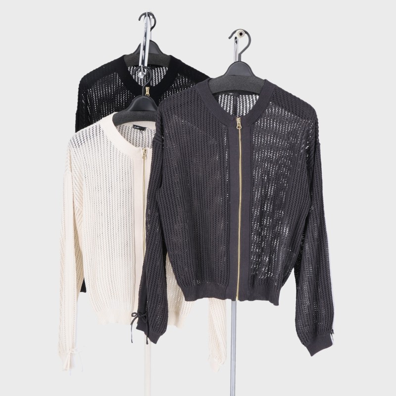 婦人シアー袖ドロストブルゾン