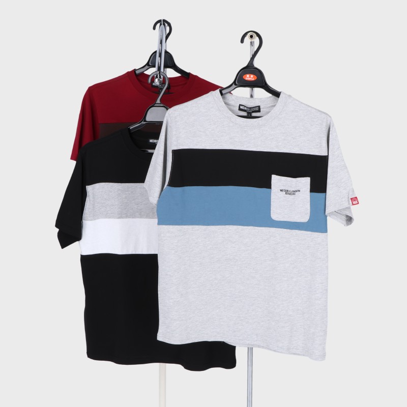 紳士半袖ブランド胸切替方ポケTシャツ