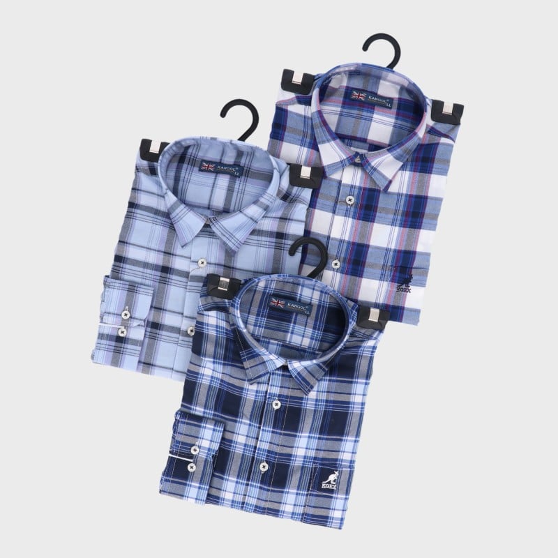 紳士大寸長袖ブランド格子シャツ