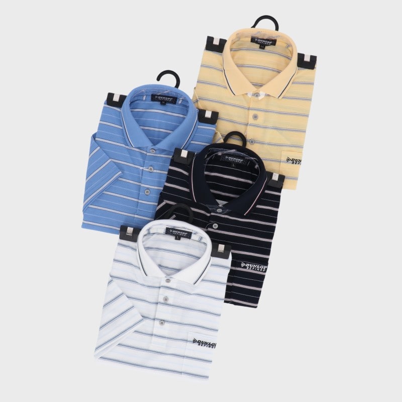 紳士ブランド半袖ボーダー鹿の子ポロシャツ