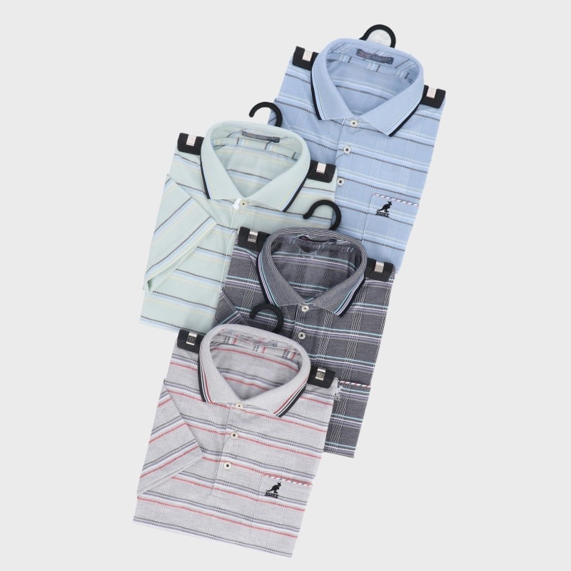 紳士小寸半袖ブランド格子ポロシャツ