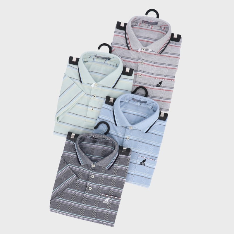 紳士大寸半袖ブランド格子ポロシャツ