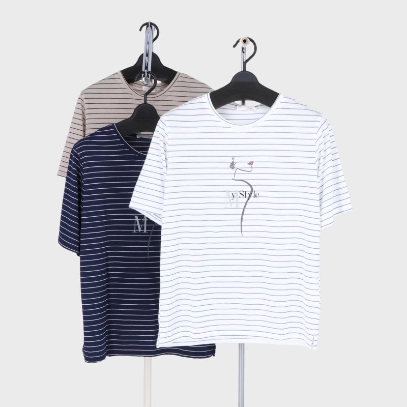 婦人半袖ボーダーTシャツ2柄
