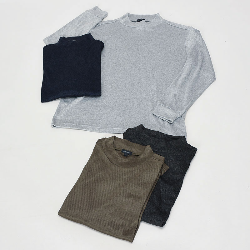 紳士大寸長袖ソフトニットハイネックTシャツ