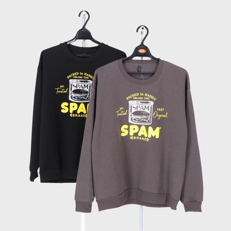 紳士裏起毛SPAM缶プリントトレーナー