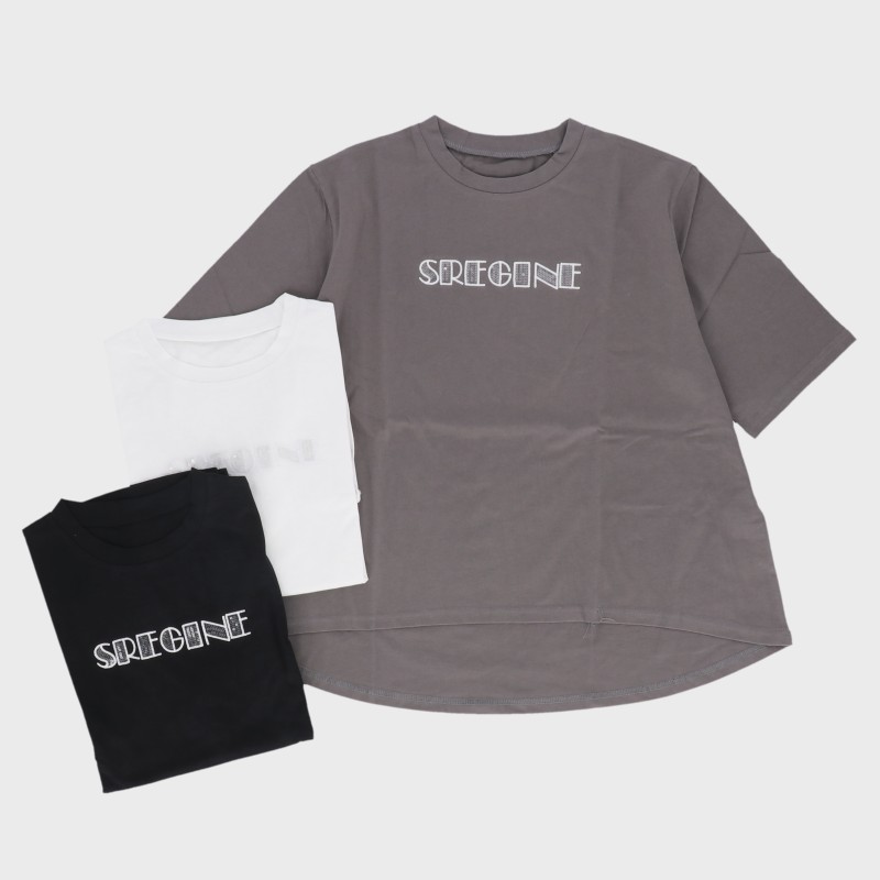 【バンドル】婦人5分袖英字スパンコールTシャツ