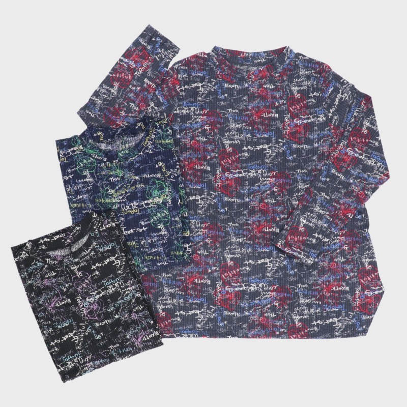 【バンドル】婦人長袖総プリントジャガードTシャツ