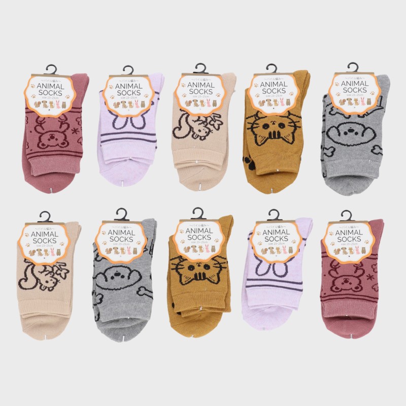 【バンドル】婦人『ANIMALSOCKS』アニマル柄パイルソックスクルー丈