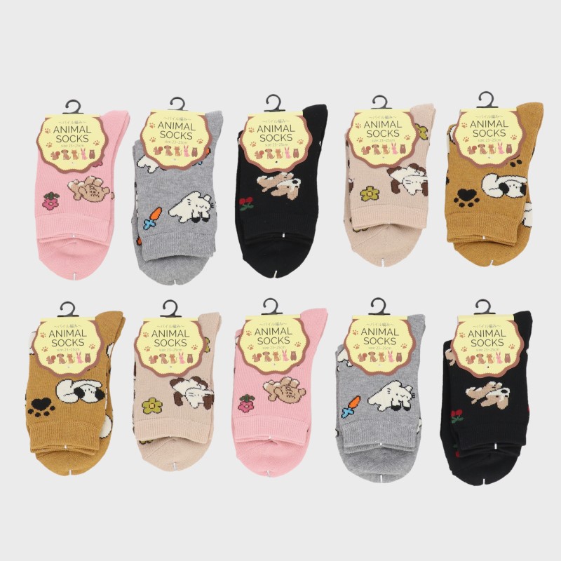 【バンドル】婦人『ANIMALSOCKS』アニマル柄パイルソックスクルー丈