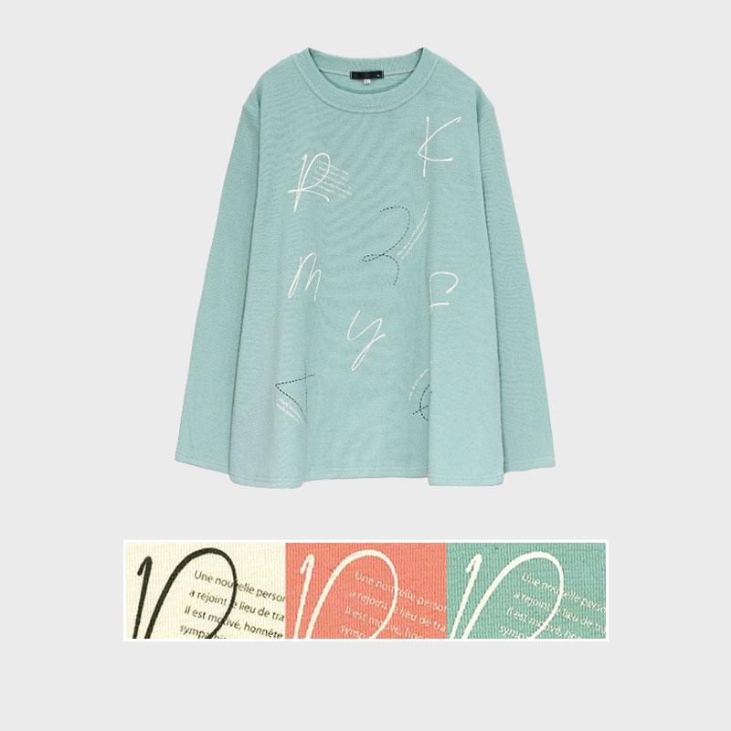 【バンドル】婦人長袖ジャガードプリントTシャツ