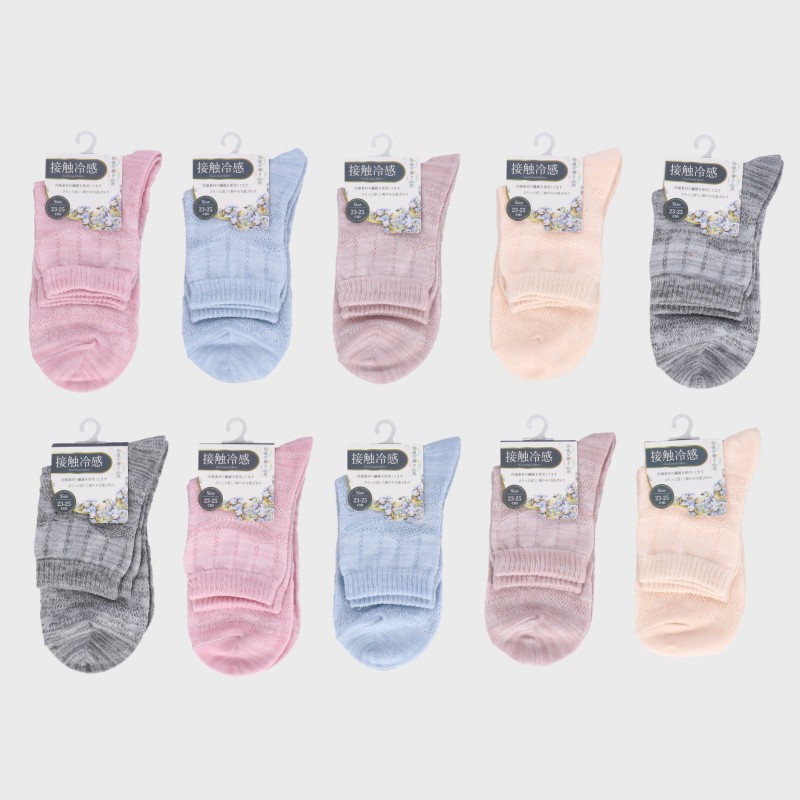 【バンドル】婦人『接触冷感』冷感素材無地クルー丈ソックス