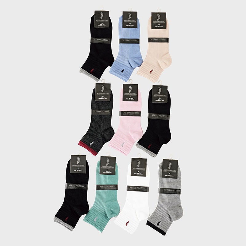 【バンドル】紳士ウエスタンポロ刺しゅう入り丈長スニ−カ−丈ソックス
