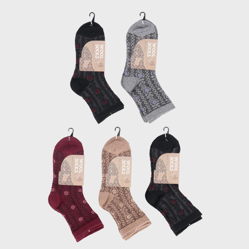 【バンドル】婦人『WOOLSOKCKS』2足組毛混フロートダイヤ柄クルー丈ソックス