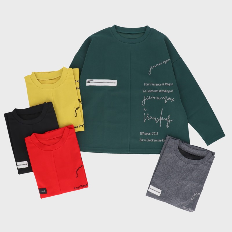 【バンドル】婦人英字プリント飾りポケットTシャツ