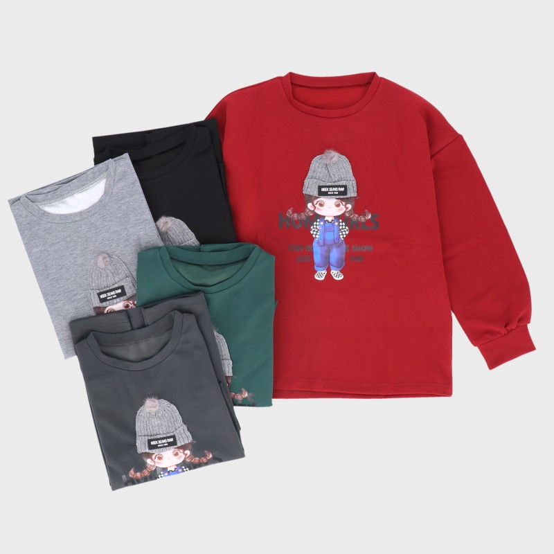 【バンドル】婦人長袖女の子プリントTシャツ