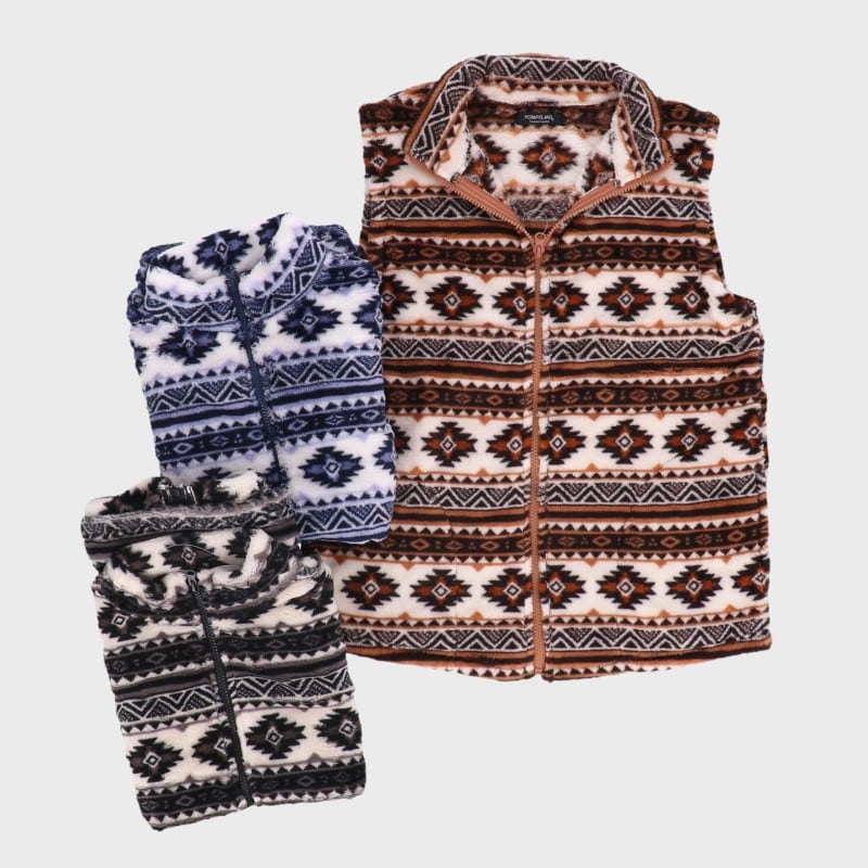 【バンドル】婦人もこもこプリントベスト