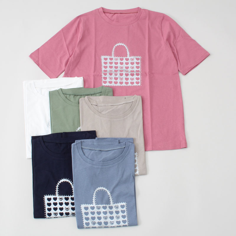 【バンドル】婦人前身ジルコン付プリントTシャツ