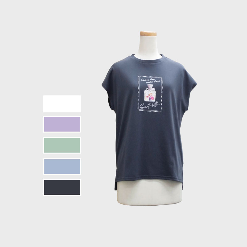 【バンドル】婦人パールストーン使いプリントTシャツ