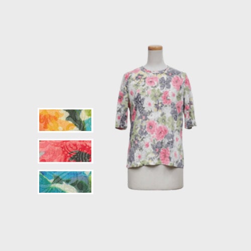 【バンドル】婦人オパールプリント花柄Tシャツ