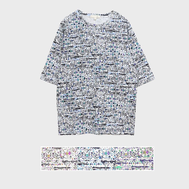 【バンドル】婦人5分袖総柄プリントTシャツ