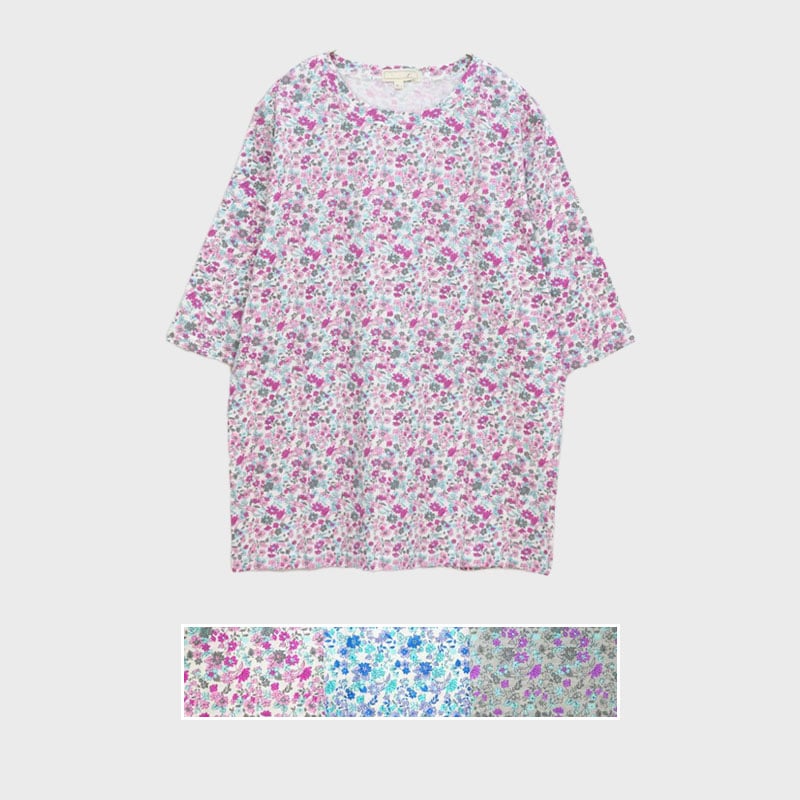 【バンドル】婦人5分袖総柄プリントTシャツ