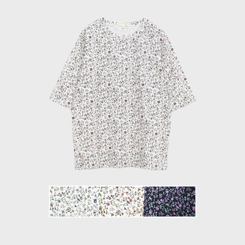 【バンドル】婦人5分袖総柄プリントTシャツ