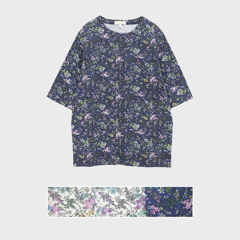 【バンドル】婦人5分袖総柄プリントTシャツ