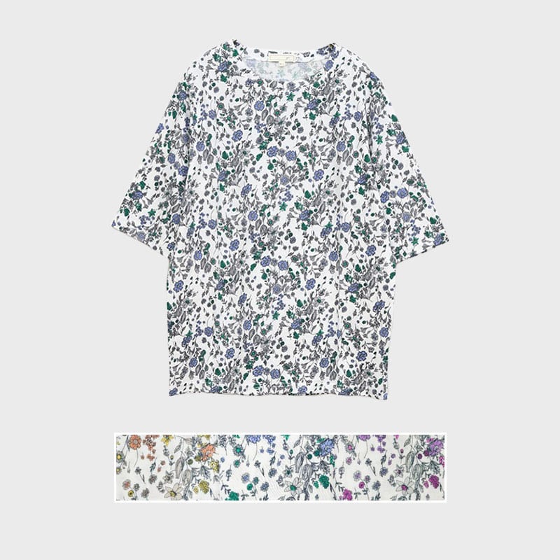【バンドル】婦人大寸5分袖総柄プリントTシャツ