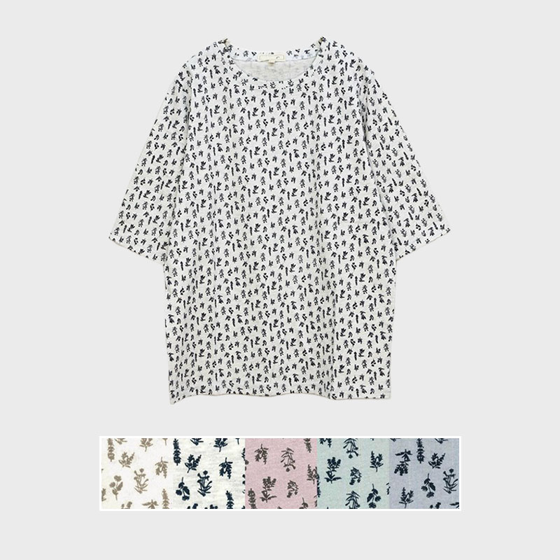 【バンドル】婦人5分袖総柄プリントTシャツ