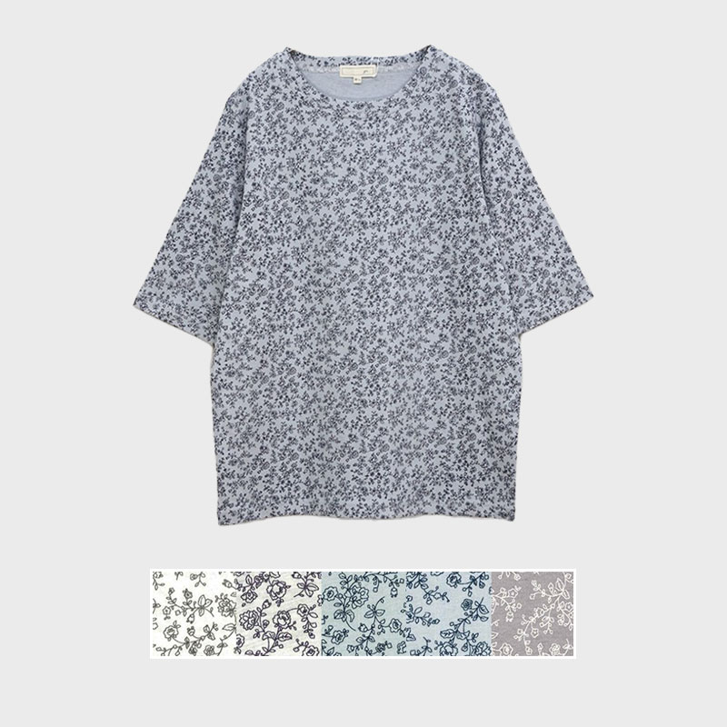 【バンドル】婦人5分袖総柄プリントTシャツ