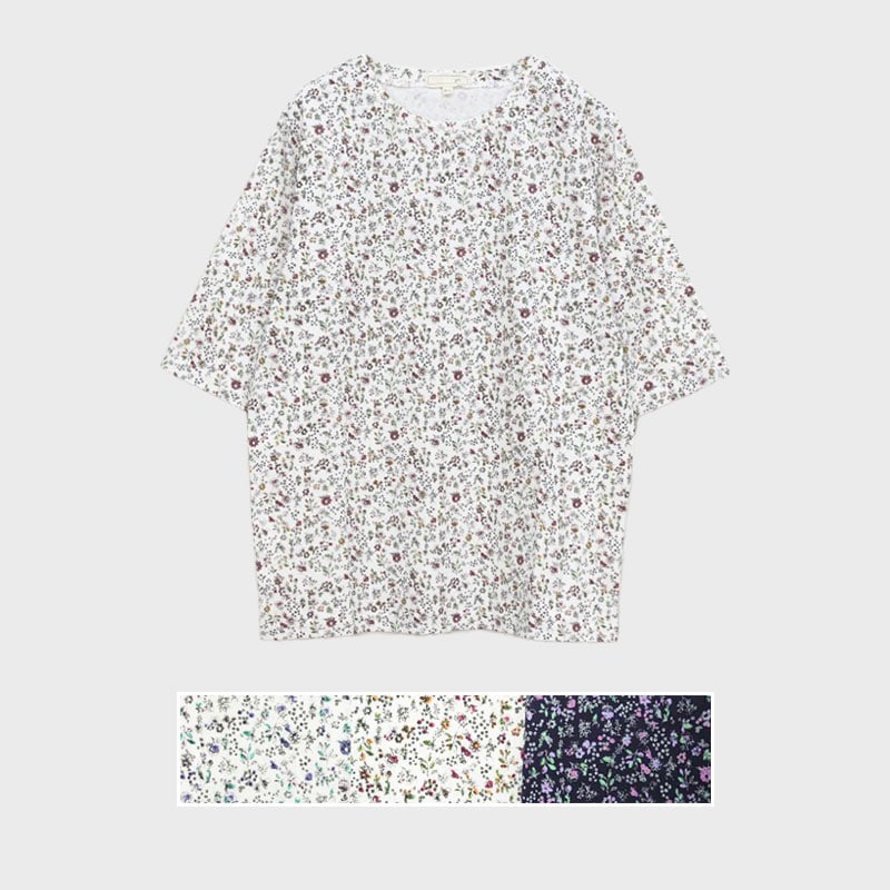 【バンドル】婦人大寸5分袖総柄プリントTシャツ