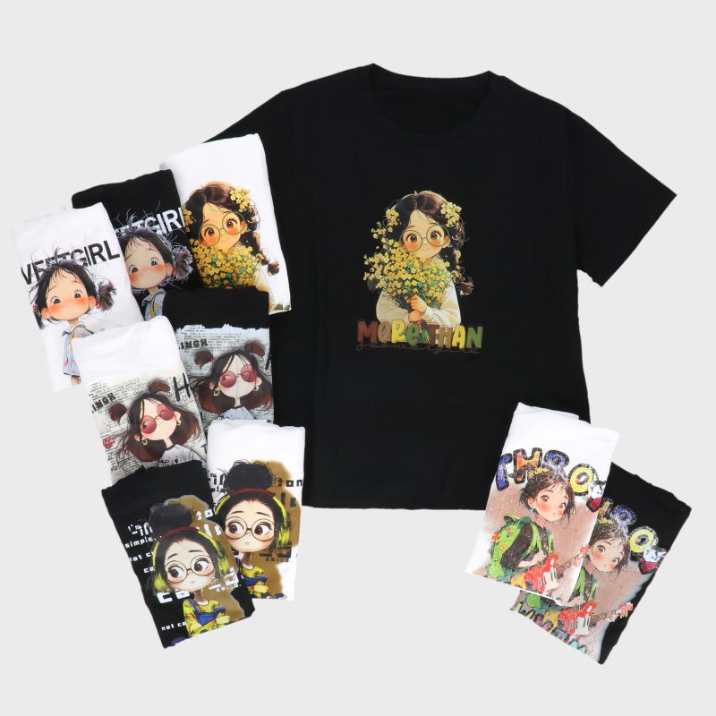 【バンドル】婦人半袖女の子プリントTシャツ