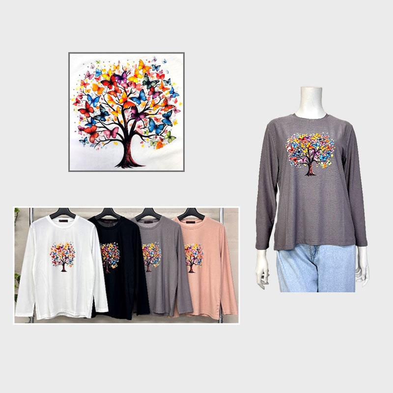 【バンドル】婦人ツリー柄プリントTシャツ