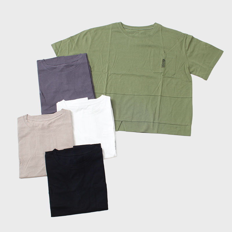 【バンドル】婦人5分袖ポケット付き切り替えTシャツ