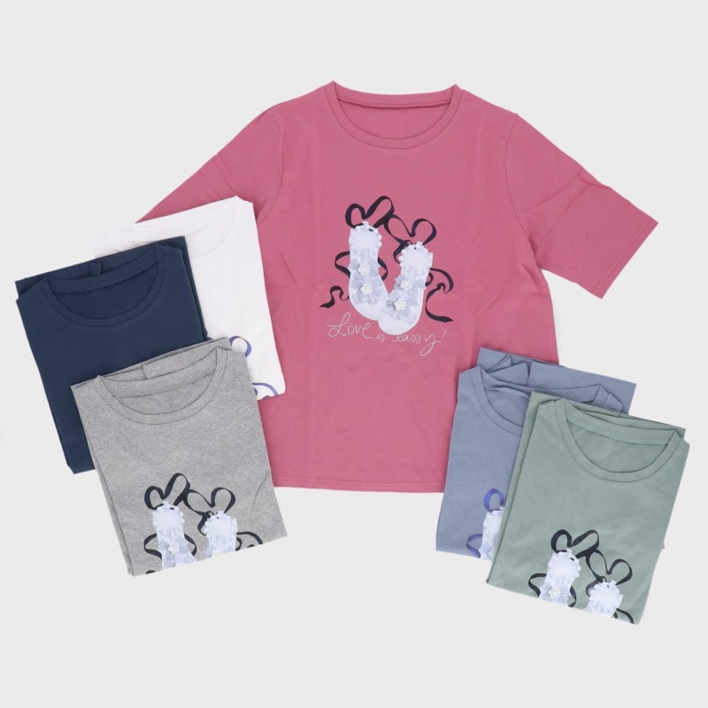 【バンドル】婦人5分袖前身プリントTシャツ