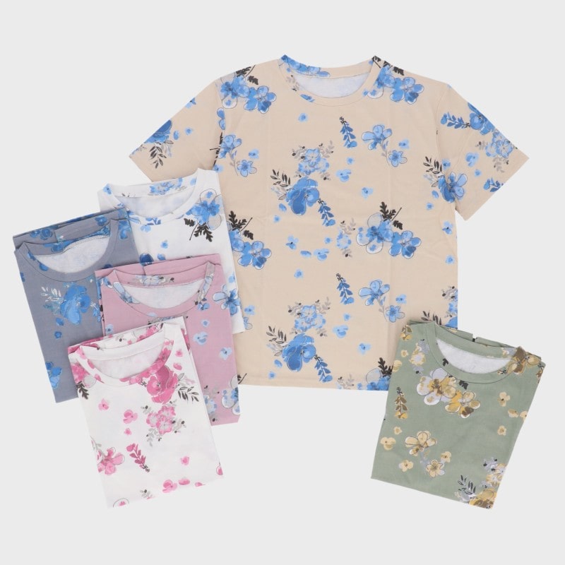 【バンドル】婦人半袖総柄プリントTシャツ