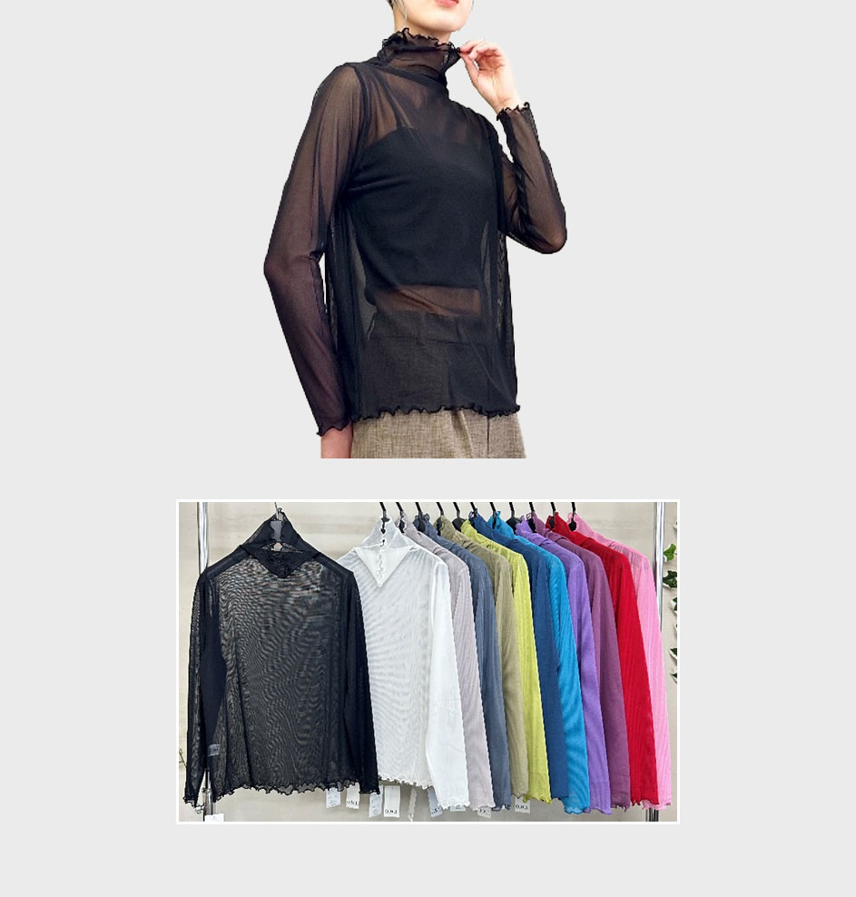 【バンドル】婦人長袖シアーボトルネックTシャツ