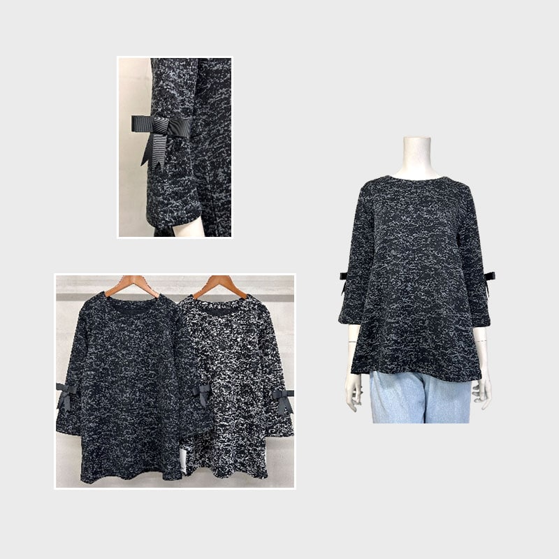 【バンドル】婦人ジャガード袖切り替えTシャツ